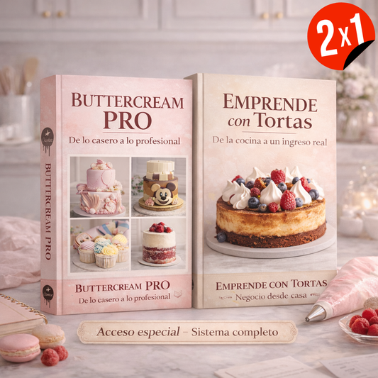 BUTTERCREAM PRO + EMPRENDE CON TORTAS 2X1 + 9 BONUS DE REGALO